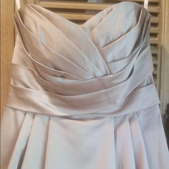 Silver / Grey David’s Bridal strapless dress - Picture 4 of 5